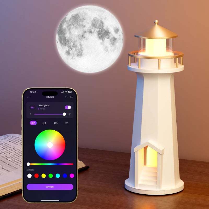 Bluejw Moonlight Lighthouse LED Night Light - Christmas Birthday Gifts for Kids, Housewarming Home Decor Party Night Lights - Image 1